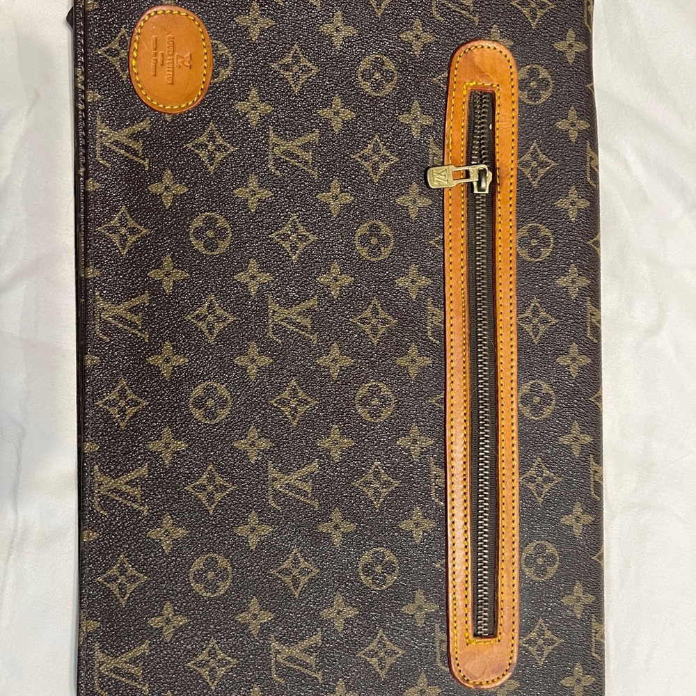 Louis Vuitton Dark Brown and Tan Monogram Laptop Bag/Portfolio